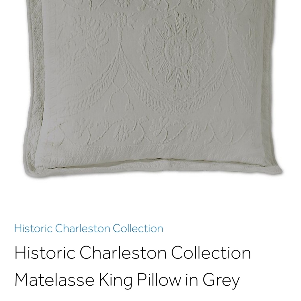 New Historic Charleston king pillow sham gray 1 matelasse